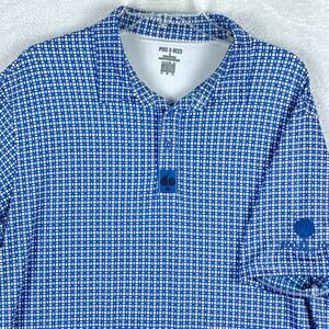 Pins And Aces Polo Shirt Men XL Blue White Geometric Preppy Golf Performance USA